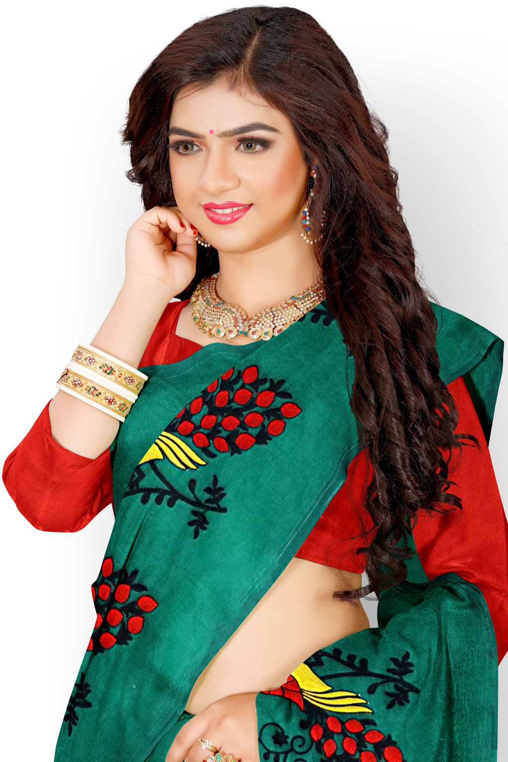 Green Blended Cotton Mayuri Hand Hand Loom Saree (1114)